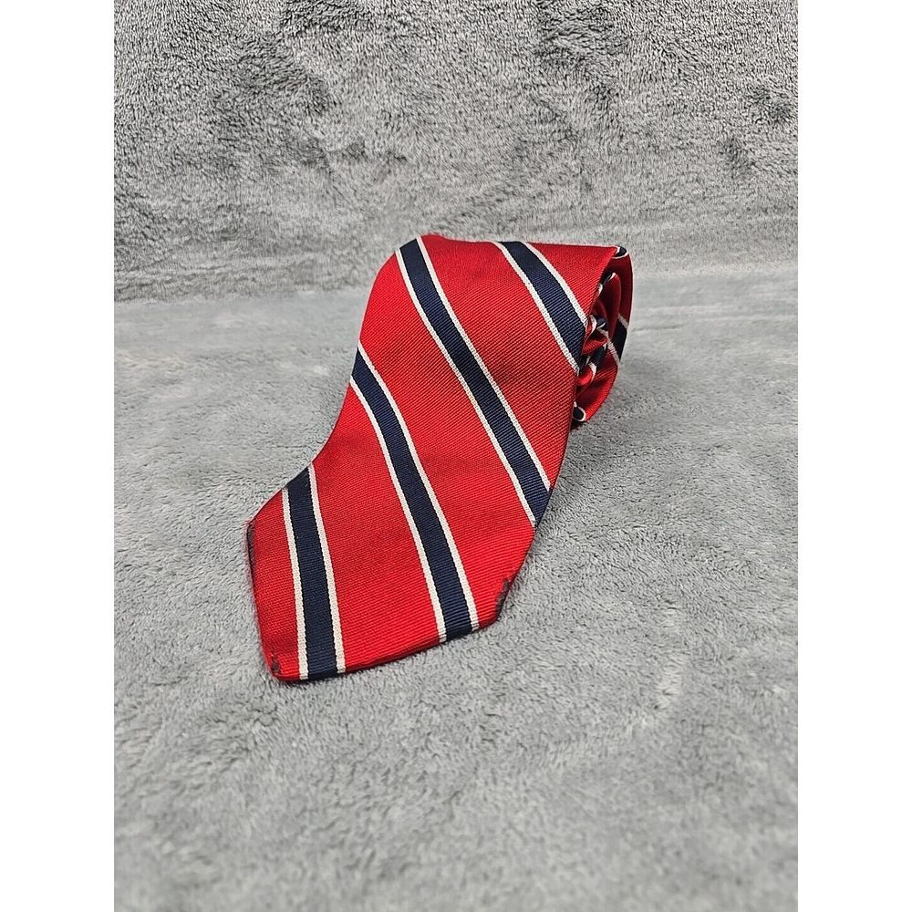 Brooks Brothers Makers Repp Tie Mens Red White Blue Silk 58" Long‎ 3.5 Width USA